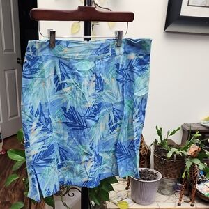 Columbia Blue and Green Leaf Pattern Skirt